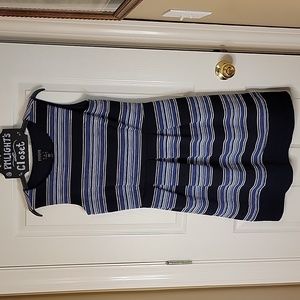 Enfocus Studio Dress 10 Sleeveless Stripe Dots Navy White